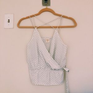 Wrap crop polka dot blouse